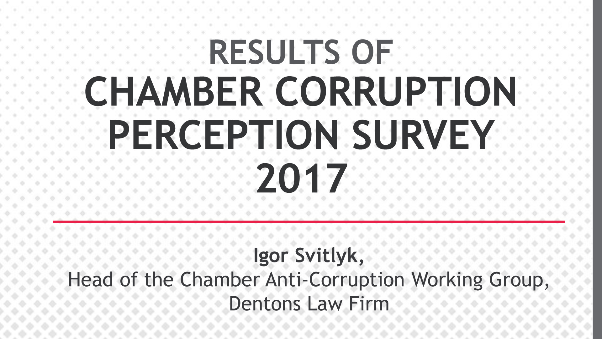 Результати щорічного опитування Палати щодо сприйняття рівня корупції – презентація