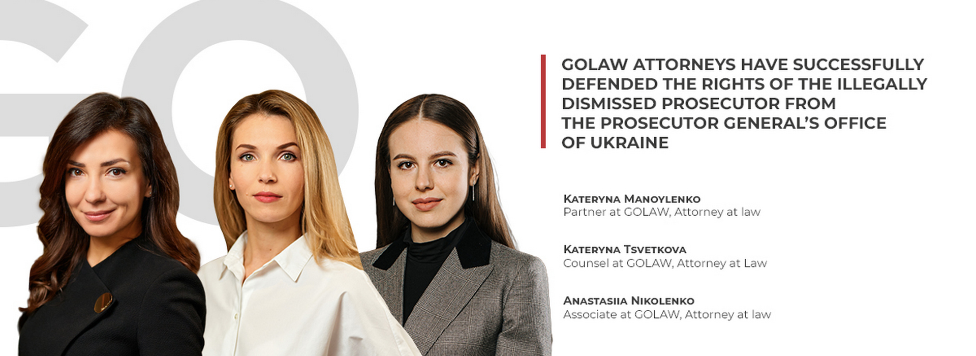 GOLAW Attorneys Have Successfully Defended the Rights of the Illegally Dismissed Prosecutor from the Prosecutor General’s Office of Ukraine