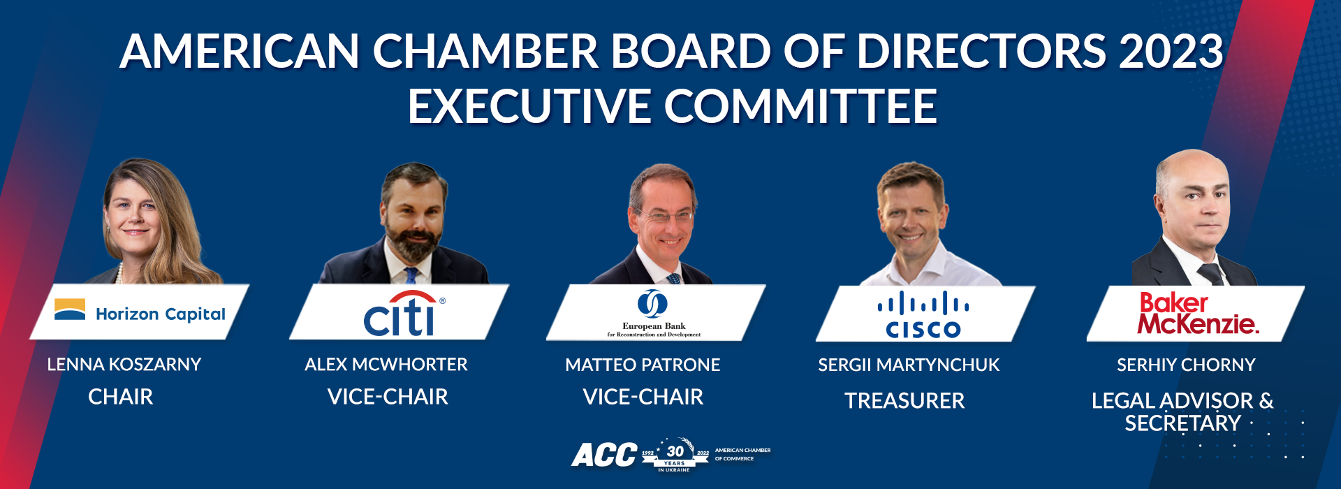 Executive Committee of the 2023 American Chamber Board of Directors