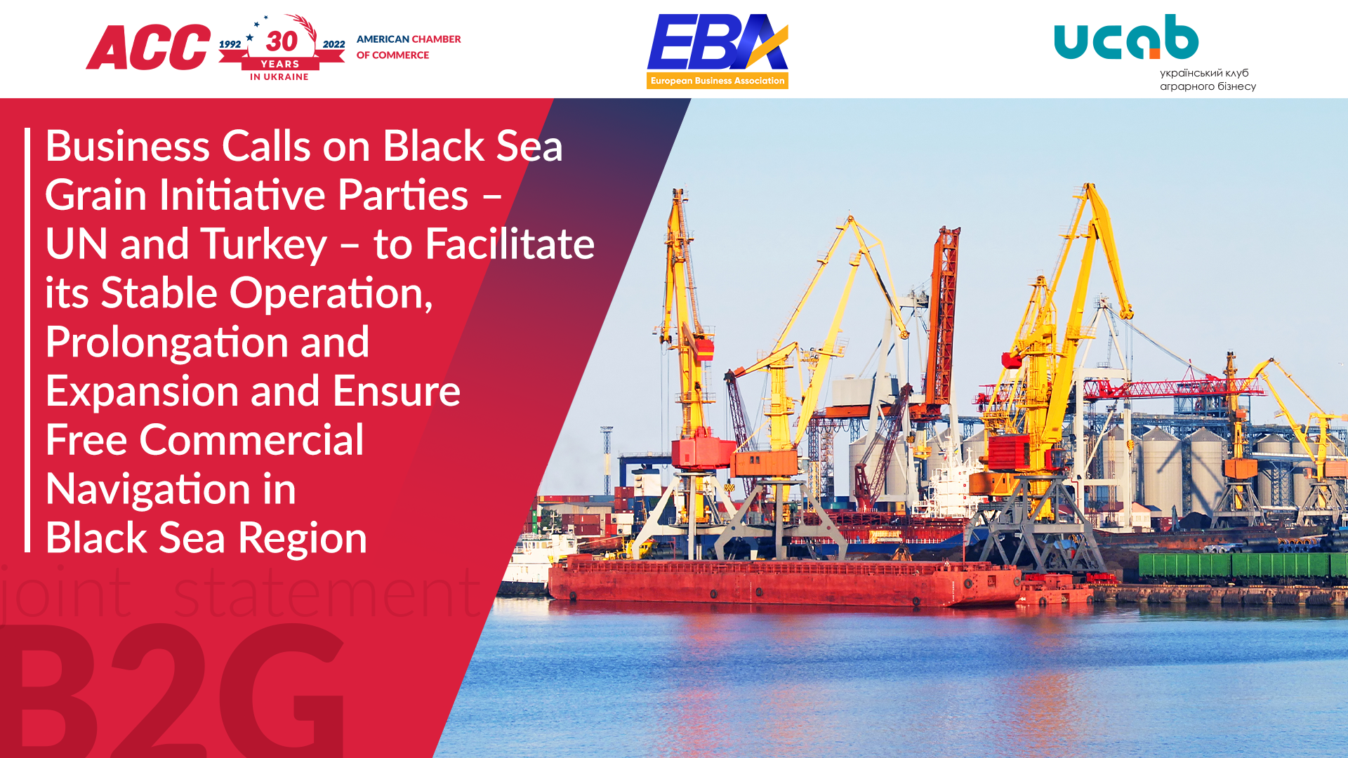 Business Calls on the Black Sea Grain Initiative Parties – UN and Turkey – to Facilitate its Stable Operation, Prolongation and Expansion and Ensure Free Commercial Navigation in the Black Sea Region
