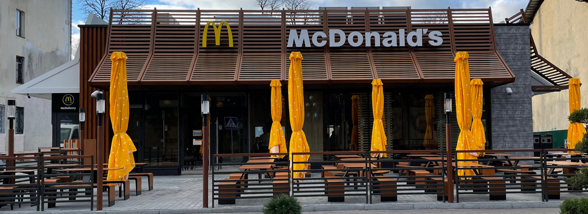 The New McDonald’s Is in Picturesque Yaremche on the Way to the Ski Resorts of the Carpathians