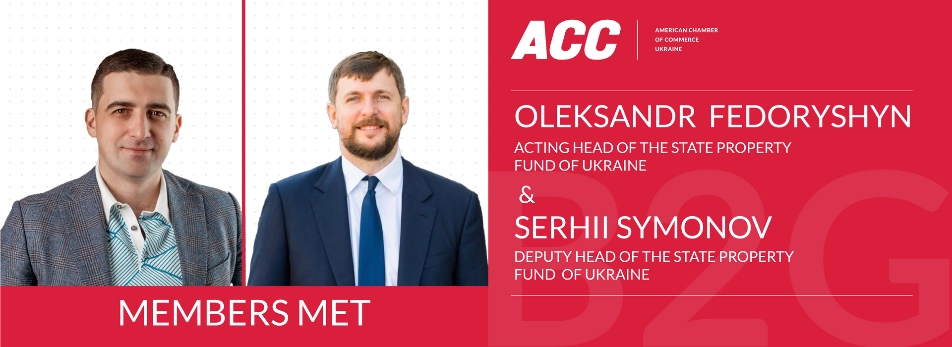 Meeting with Oleksandr Fedoryshyn, Acting Head of the State Property Fund of Ukraine and Serhii Symonov, Deputy Head of the State Property Fund of Ukraine (SPFU)