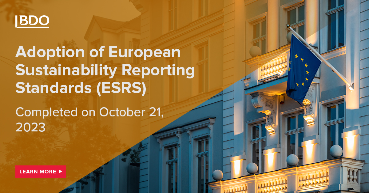 Adoption of European Sustainability Reporting Standards (ESRS) Completed on October 21, 2023