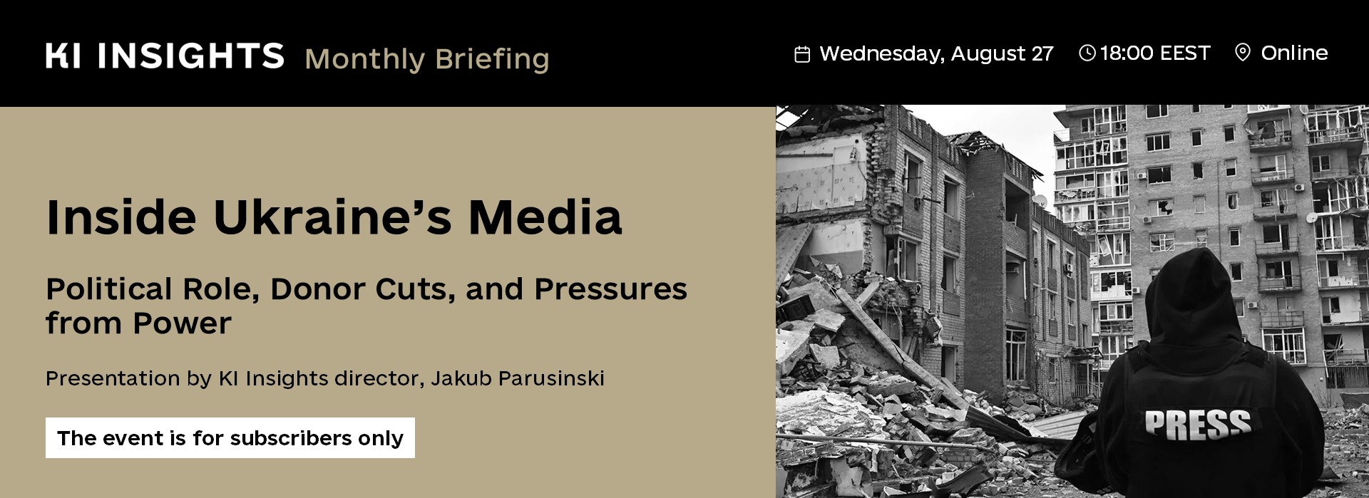 Закритий брифінг KI Insights «Всередині українських медіа: політична роль, скорочення донорської підтримки та тиск з боку влади»